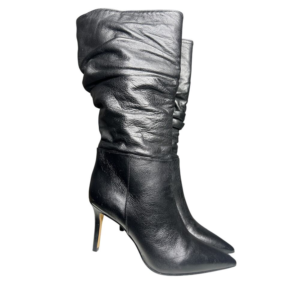 Aldo women’s black ruched leather boots size 7.5